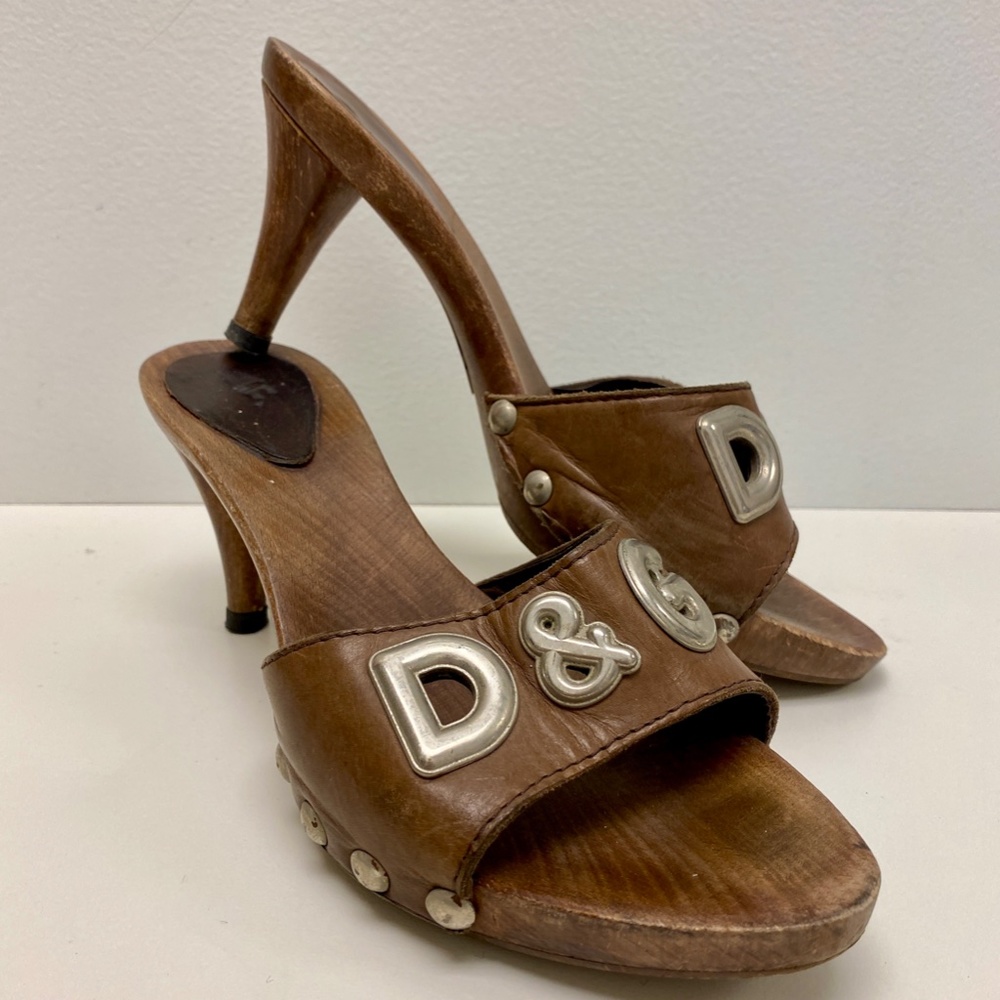 D & G Wooden Mules w/ Signature Logo